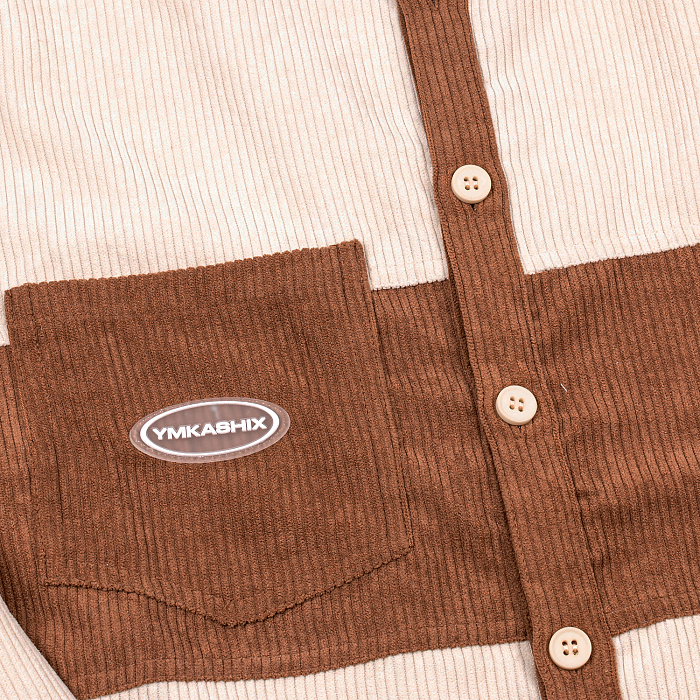 Рубашка YMKASHIX Velvet Button песочный/коричневый